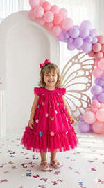 Vestido Vila Lele Jardim das Borboletas Baby Liz Pink