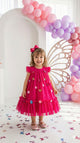 Vestido Vila Lele Jardim das Borboletas Baby Liz Pink