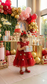 Vestido Vila Lele Jardim das Borboletas Baby Liz Vermelho