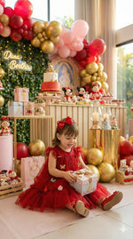 Vestido Vila Lele Jardim das Borboletas Baby Liz Vermelho