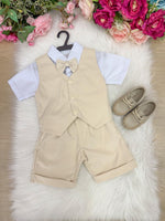 Conjunto Social Miss Cherry Leandro Colete Palha - Bege