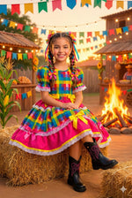 Vestido Junino Mimadine Luxo Priscila Pink