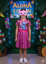 Fantasia Menina Stitch e Angel Rosa