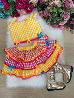 Conjunto Junino Banana Club Luxo Sofia Xadrez