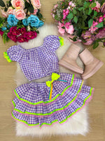 Conjunto Junino Banana Club Luxo Sofia Xadrez