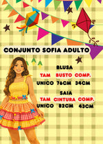 Conjunto Junino Banana Club Luxo Adulto Sofia Xadrez Amarelo