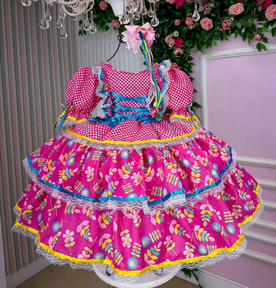 Vestido Bella Child Junino Quermesse Chique + Saiote