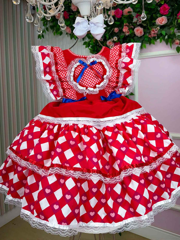 Vestido Bella Child Junino Quermesse do Coração + Saiote