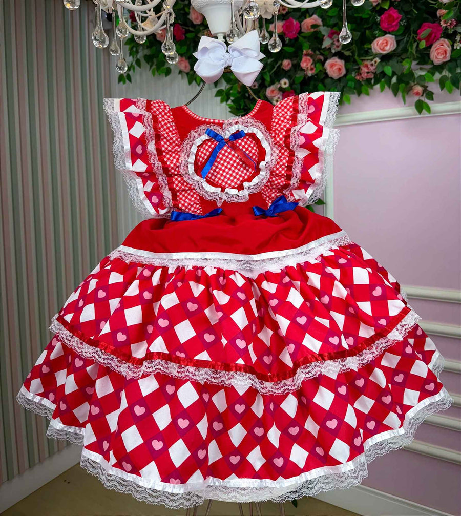 Vestido Bella Child Junino Quermesse do Coração + Saiote