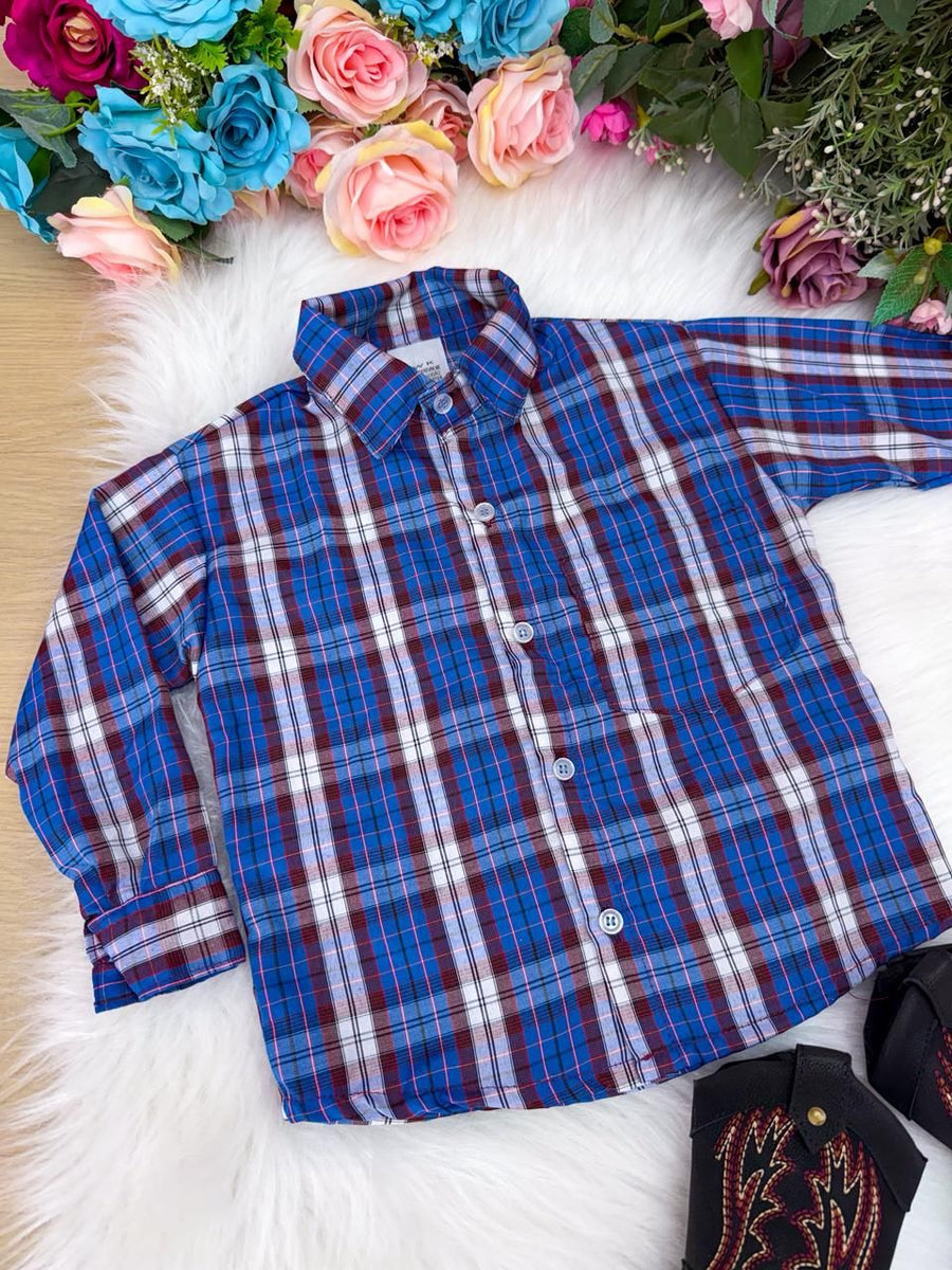 Camisa Junina Xadrez Zion Azul