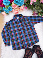 Camisa Junina Xadrez Breno Azul