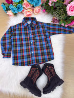 Camisa Junina Xadrez Breno Azul