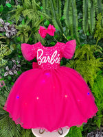 Vestido Ysa Kids Barbie Luxinho Pink Com led