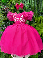 Vestido Ysa Kids Barbie Luxinho Pink Com led