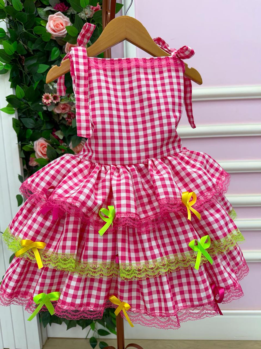 Vestido Banana Club Luxo Arraia do Chamego Mãe e Filha