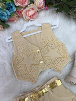 Conjunto Blogueirinha Boiadeira Estrelada Dourado