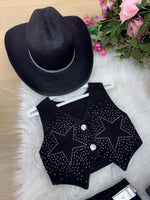 Conjunto Blogueirinha Boiadeira Estrelada Preto