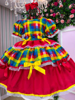 Vestido Junino Mimadine Luxo Priscila Vermelho