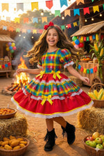 Vestido Junino Mimadine Luxo Priscila Vermelho