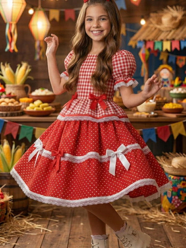 Vestido Junino Mimadine Luxo Stefanny Vermelho