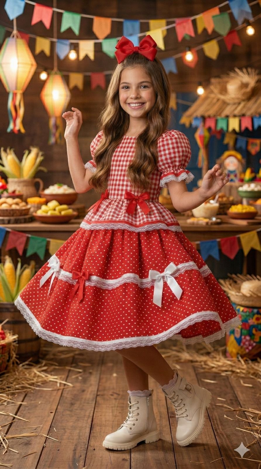 Vestido Junino Mimadine Luxo Stefanny Vermelho