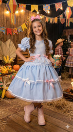 Vestido Junino Mimadine Luxo Stefanny Azul Bebe