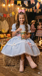 Vestido Junino Mimadine Luxo Stefanny Azul Bebe