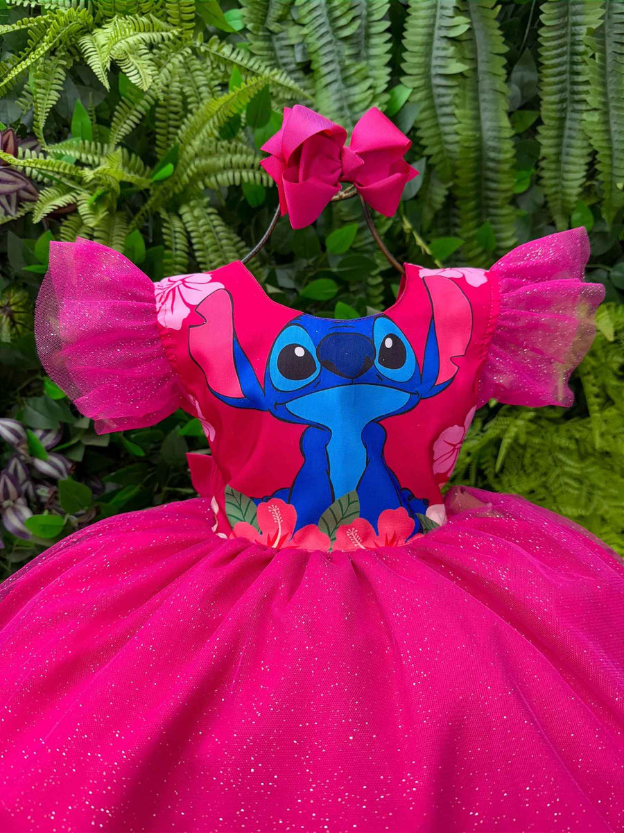Vestido Tematicos Ysa Kids Lilo Stitch com Led  + Saiote