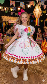 Vestido Marie Junino Luxo Noivinha/Noiva dos Corações