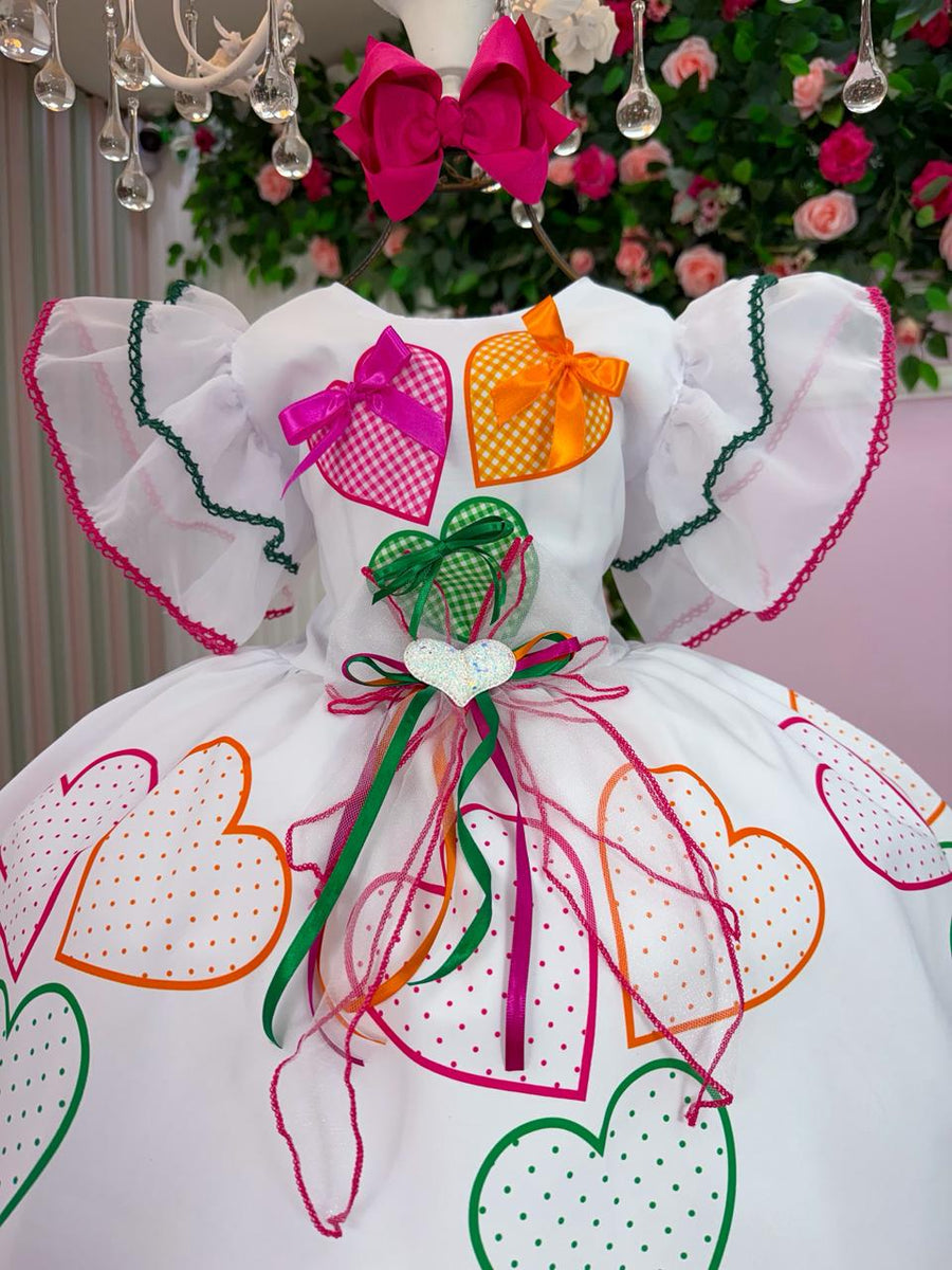 Vestido Marie Junino Luxo Noivinha/Noiva dos Corações
