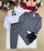 Conjunto Social Miss Cherry Jorge Terno Cinza Grafite