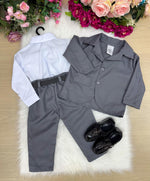 Conjunto Social Miss Cherry Jorge Terno Cinza Grafite