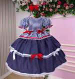 Vestido Junino Mimadine Luxo Stefanny Azul Marinho