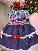 Vestido Junino Mimadine Luxo Stefanny Azul Marinho