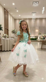 Vestido Juvenil - Midi Vila Lele Sabrina Verde Oliva e Off