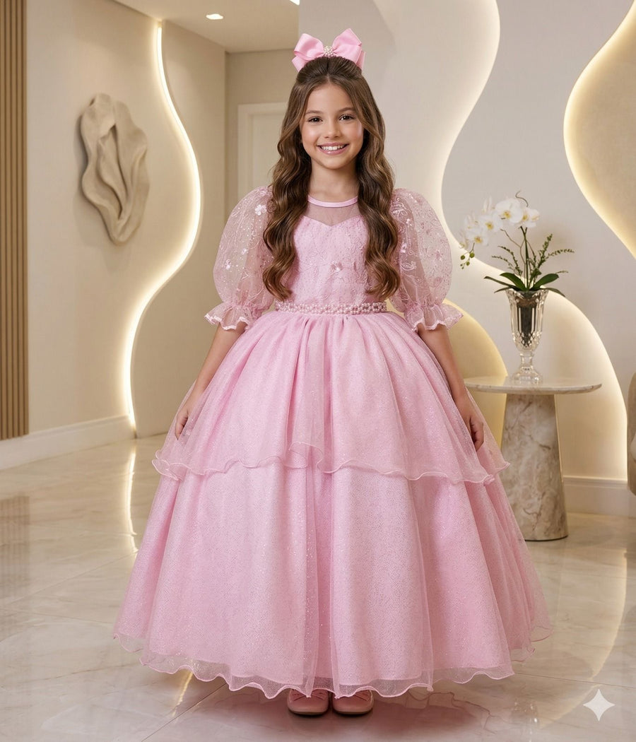 Vestido Bella Child Longo Eva Rosa Bebê