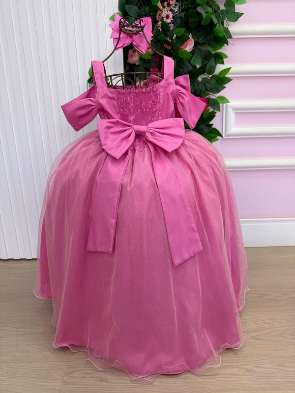 Vestido Banana Club Longo Doce Elegancia Rosa Chiclete