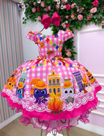Vestido Junino Temáticos Kids Luxo Bolo Fofo Rosa