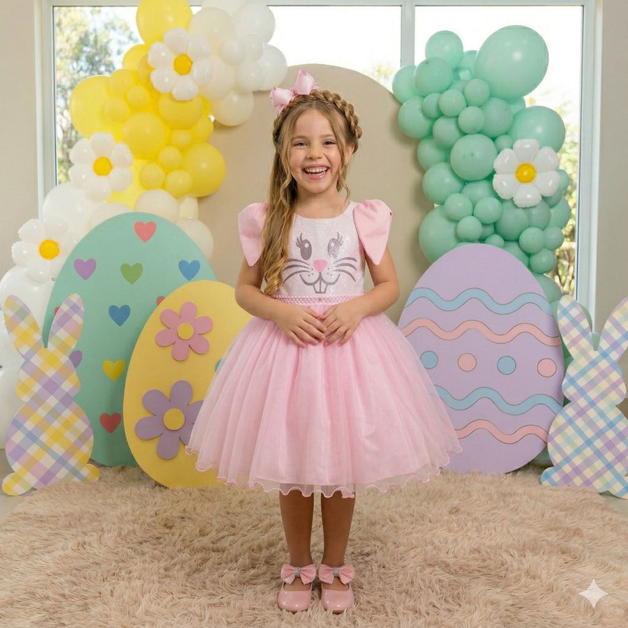 Vestido Marie Tematico Luxo Coelho/Coelhinho Pascoa
