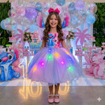 Vestido Tematicos Ysa Kids Lilo Stitch Rosa Bebe com Led