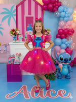 Vestido Tematicos Ysa Kids Lilo Stitch Pink com Led