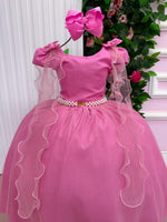 Vestido Banana Club Longo Diamante Rosa Chiclete