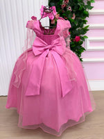 Vestido Banana Club Longo Diamante Rosa Chiclete