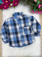 Camisa Flanelada Xadrez Junina James Azul
