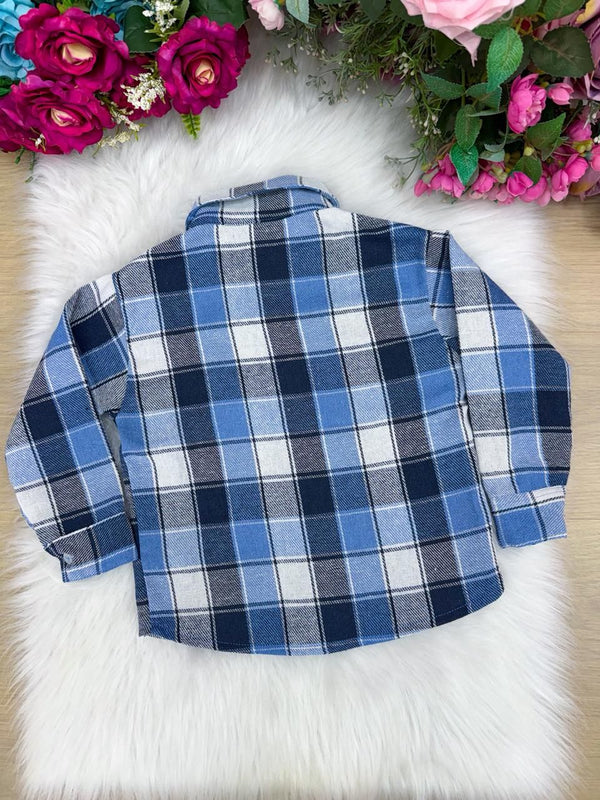 Camisa Flanelada Xadrez Junina James Azul
