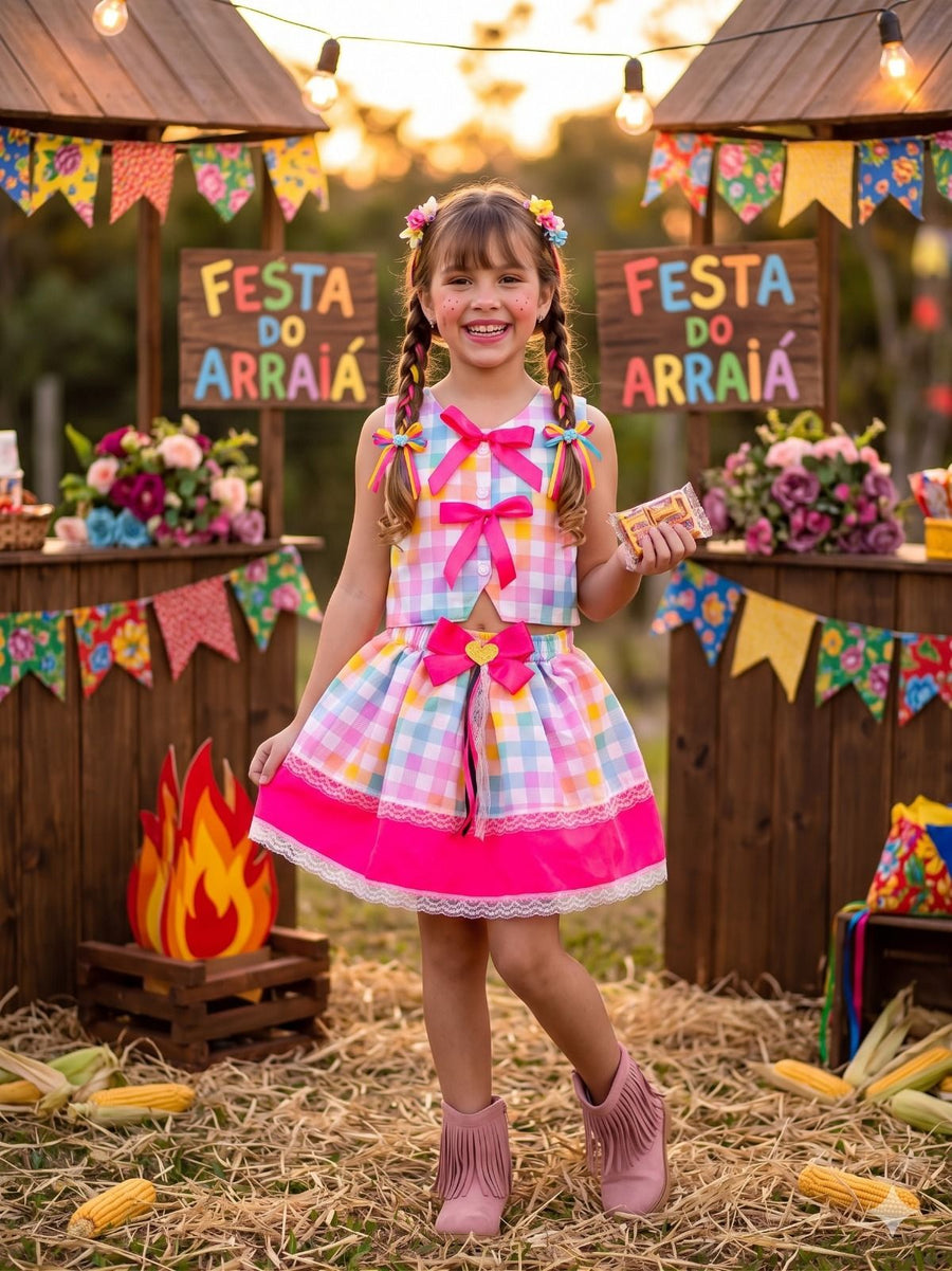 Conjunto Blogueirinha Junino Arraia da Alegria Colorido