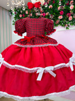Vestido Junino Mimadine Luxo Fernanda Vermelho