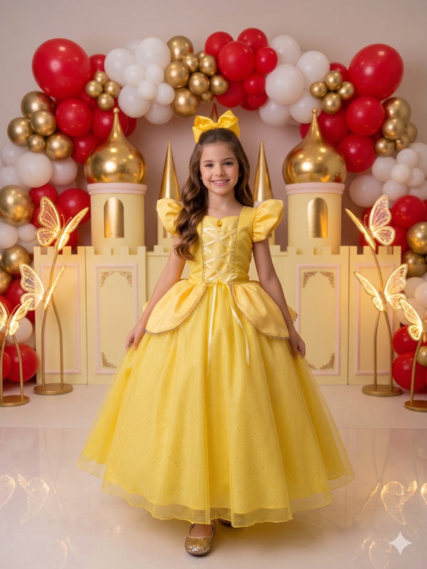 Fantasia/ Vestido Mini Miss Longo Princesa Amarela