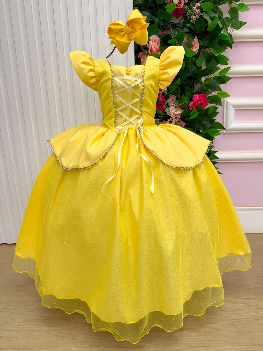 Fantasia/ Vestido Mini Miss Longo Princesa Amarela
