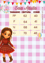 Saia Junina Adulta Xadrez Renda Pink